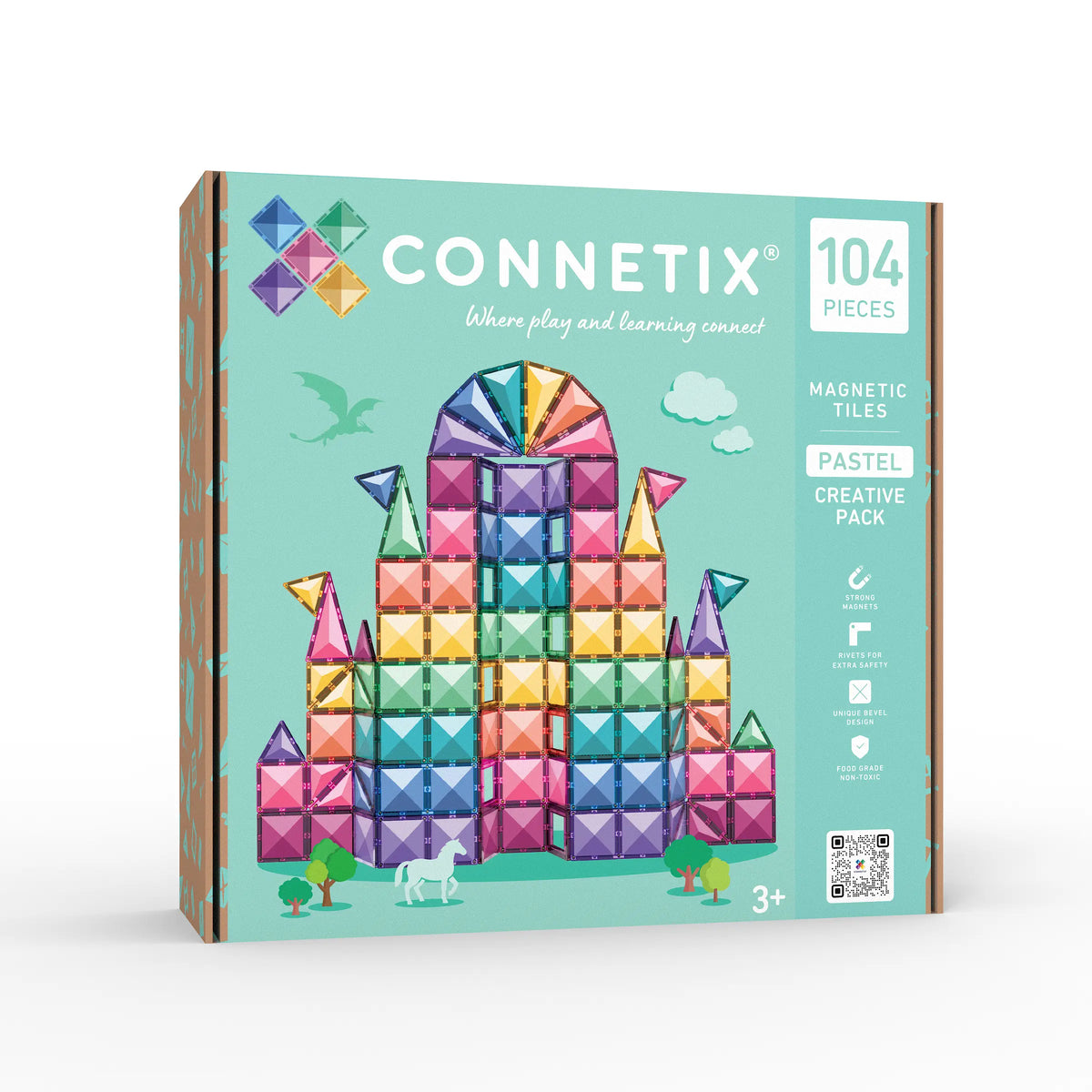 Connetix 104 dalių magnetinis konstruktorius - Pastel Creative