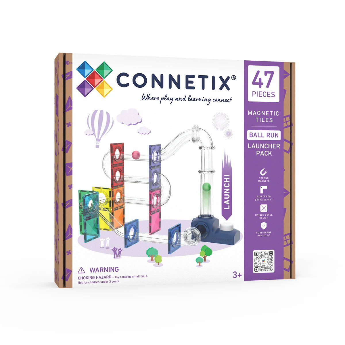 Connetix 47 dalių magnetinis konstruktorius - Ball Run Launcher