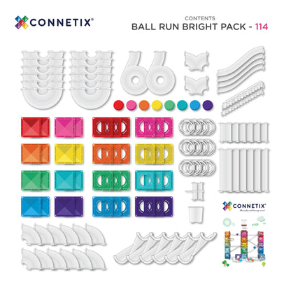 Connetix 114 dalių magnetinis konstruktorius - Ball Run Bright