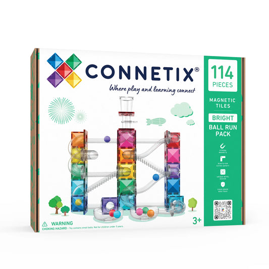Connetix 114 dalių magnetinis konstruktorius - Ball Run Bright