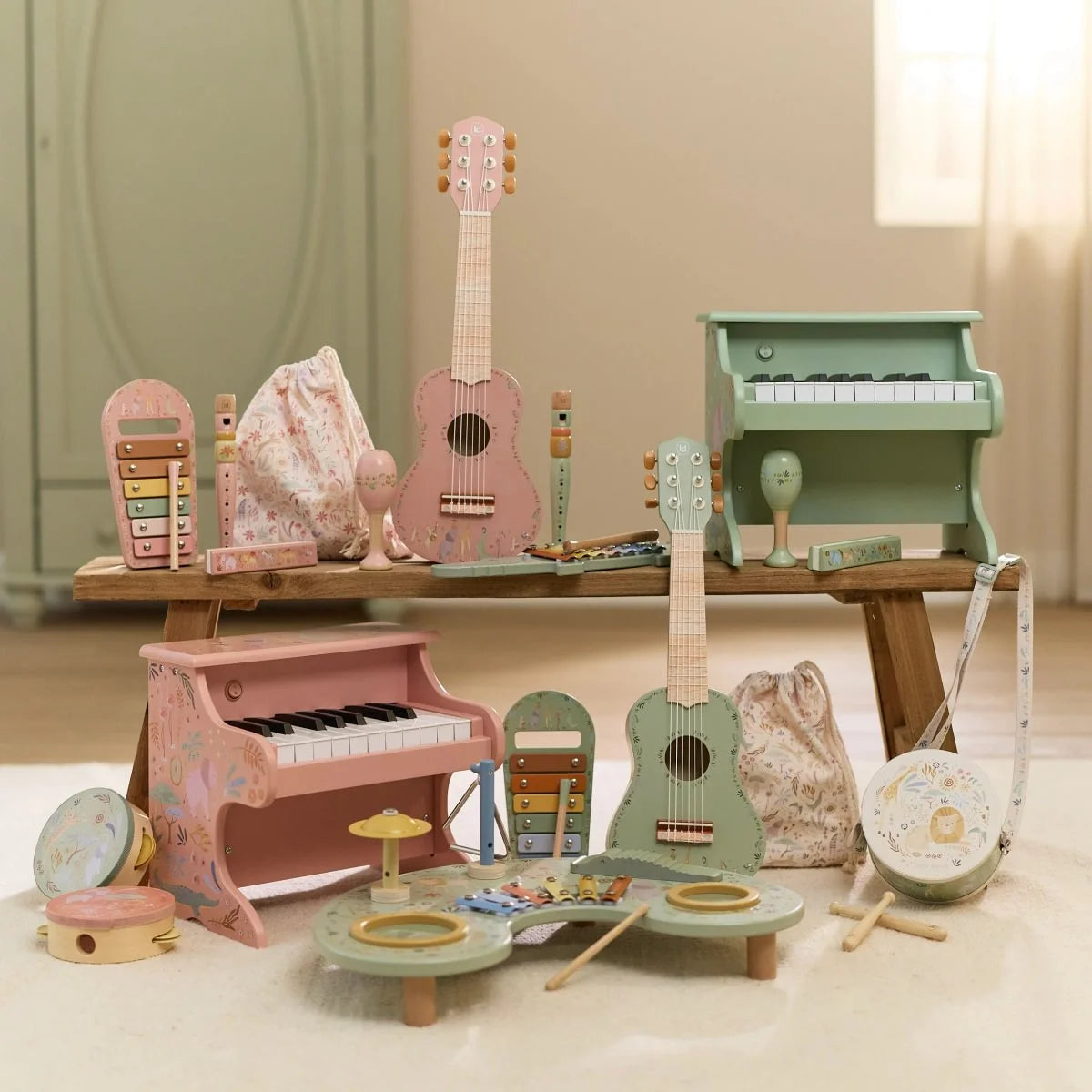 Little Dutch muzikos instrumentų rinkinys - Safari Friends Pink