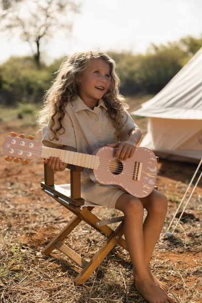 Little Dutch medinė gitara - Safari Friends Pink