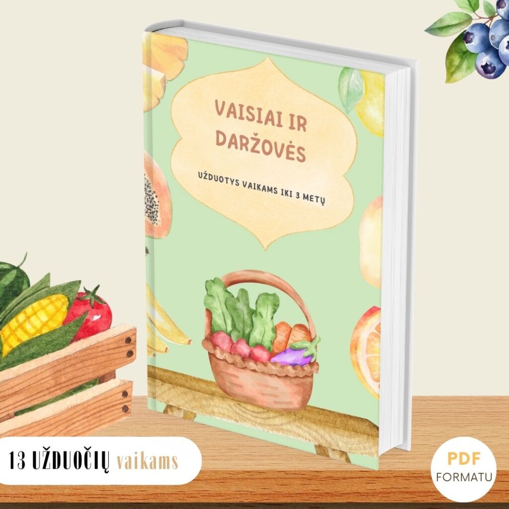 Knygelė “Vaisiai ir daržovės” vaikams iki 3 m. (pdf) - Magiškas Paštas