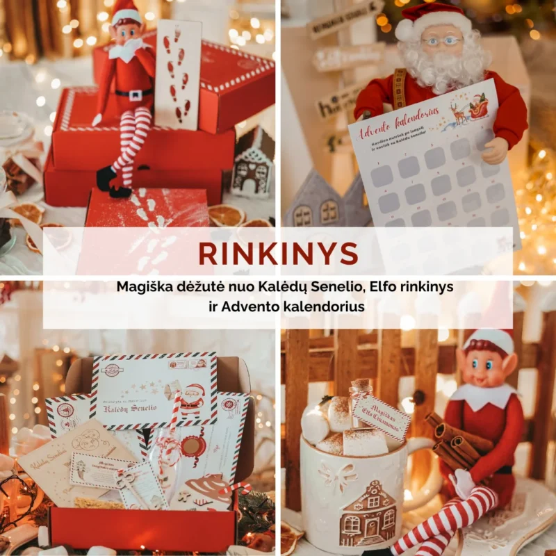 RINKINYS: Dėžutė nuo Kalėdų Senelio + Elfo rinkinys + Advento kalendorius