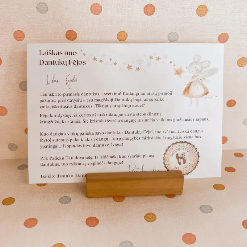 Personalizuotas dantukų fėjos laiškas