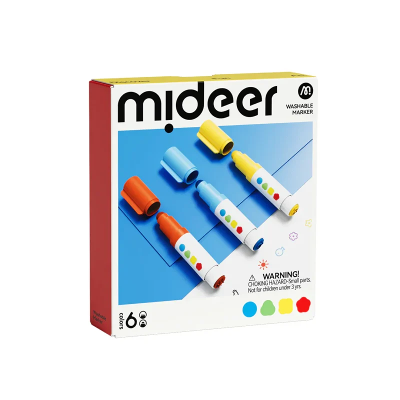 Mideer - Dvipusis nuplaunamas markeris - apvalus galas ir antspaudas - 6 spalvos