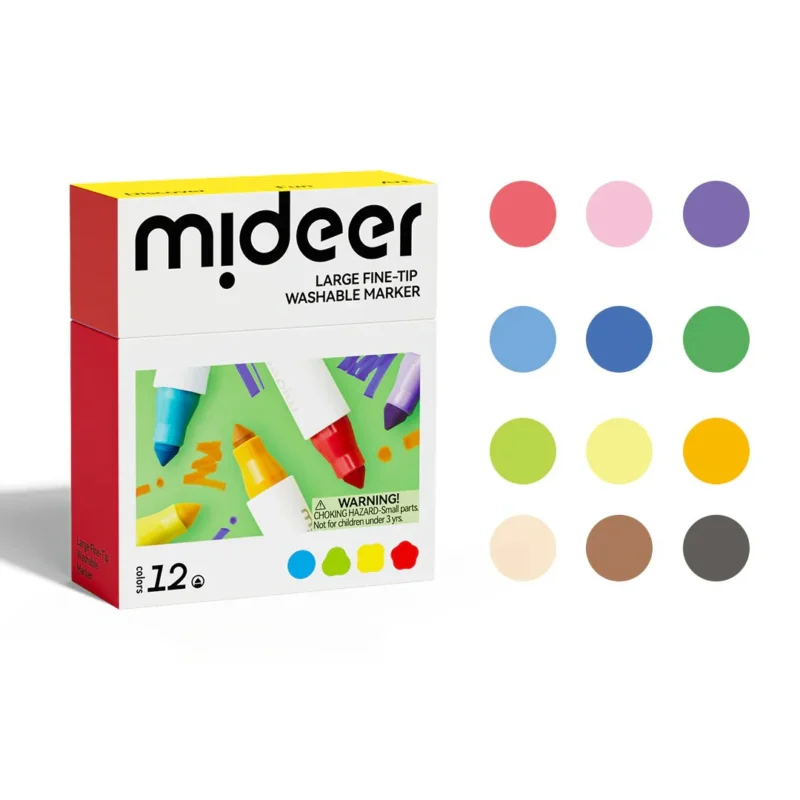 Mideer - Vienpusiai nuplaunami flomasteriai - 12 spalvų - Image 2