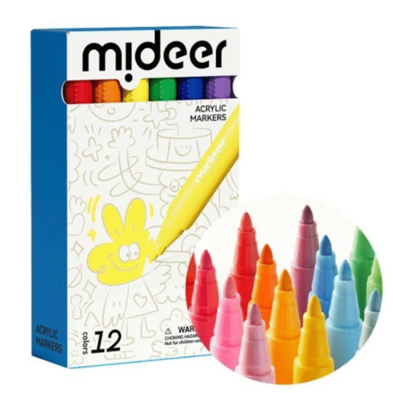 Mideer - Akriliniai markeriai flomasteriai – 12 spalvų