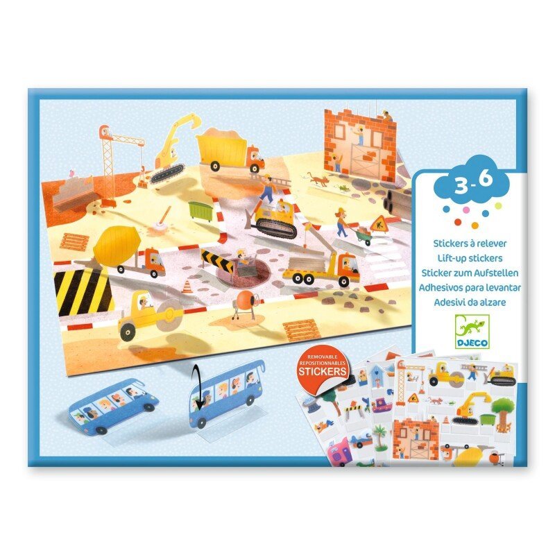 Djeco Daugkartiniai lipdukai - Daugkartiniai 3D lipdukai - Transporto priemonės
