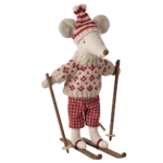 Maileg žiemos peliukas su slidėmis - mama red