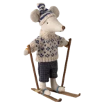 Maileg žiemos pelytė su slidėmis - tėtis blue