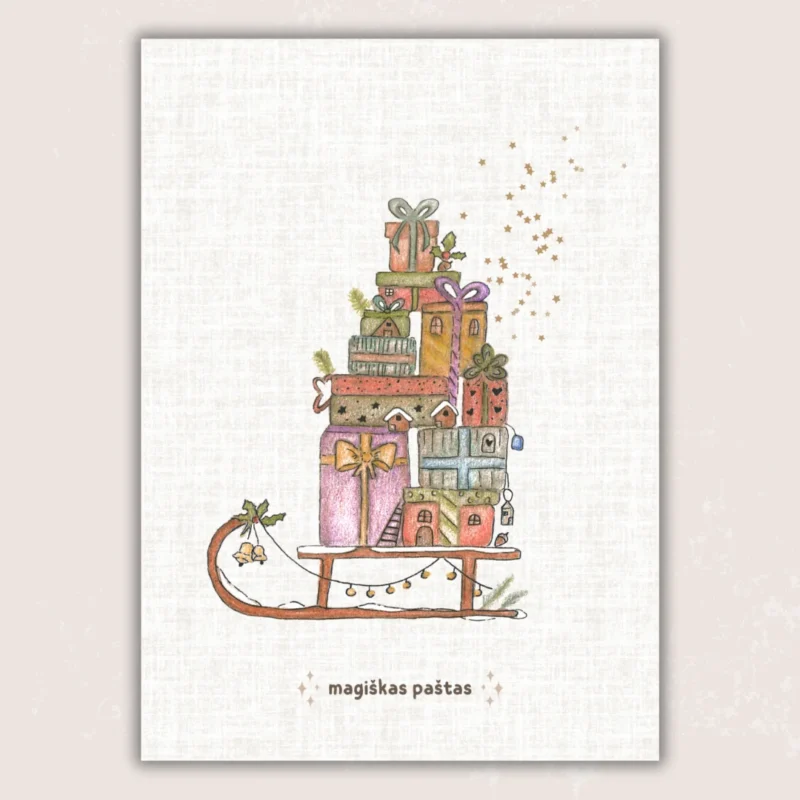 Kalėdinis atvirukas - rogutės