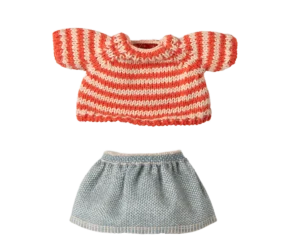 Maileg peliuko drabužiai – megztinis ir sijonas didžiajai sesei