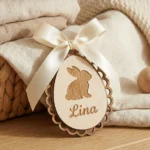 Velykinis medinis pakabukas su vaiko vardu