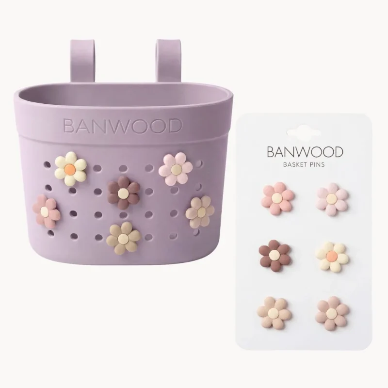 Banwood krepšelis paspirtukui ar dviračiui ir ženkliukai - Lavender Flowers
