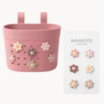 Banwood krepšelis paspirtukui ar dviračiui ir ženkliukai - Raspberry Flowers