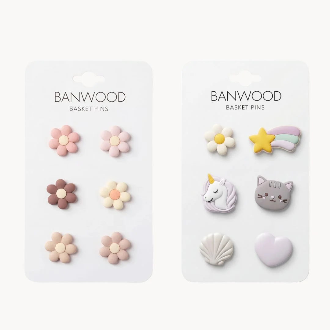 Banwood krepšelio ženkliukų rinkinys - Flowers & Magic