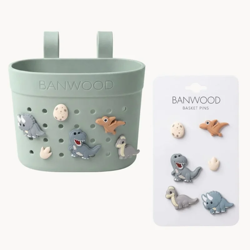 Banwood krepšelis paspirtukui ar dviračiui ir ženkliukai - Clay Dinosaurs